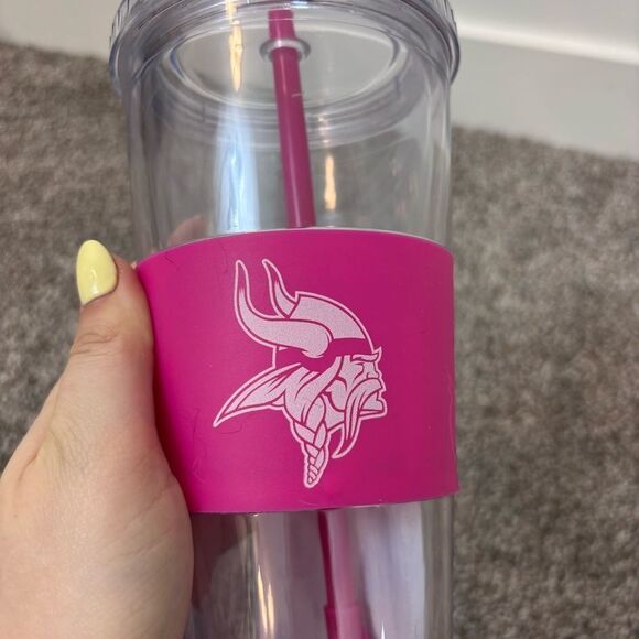 NFL Minnesota Vikings 22oz Pink Tumbler NEW - Picture 3 of 8